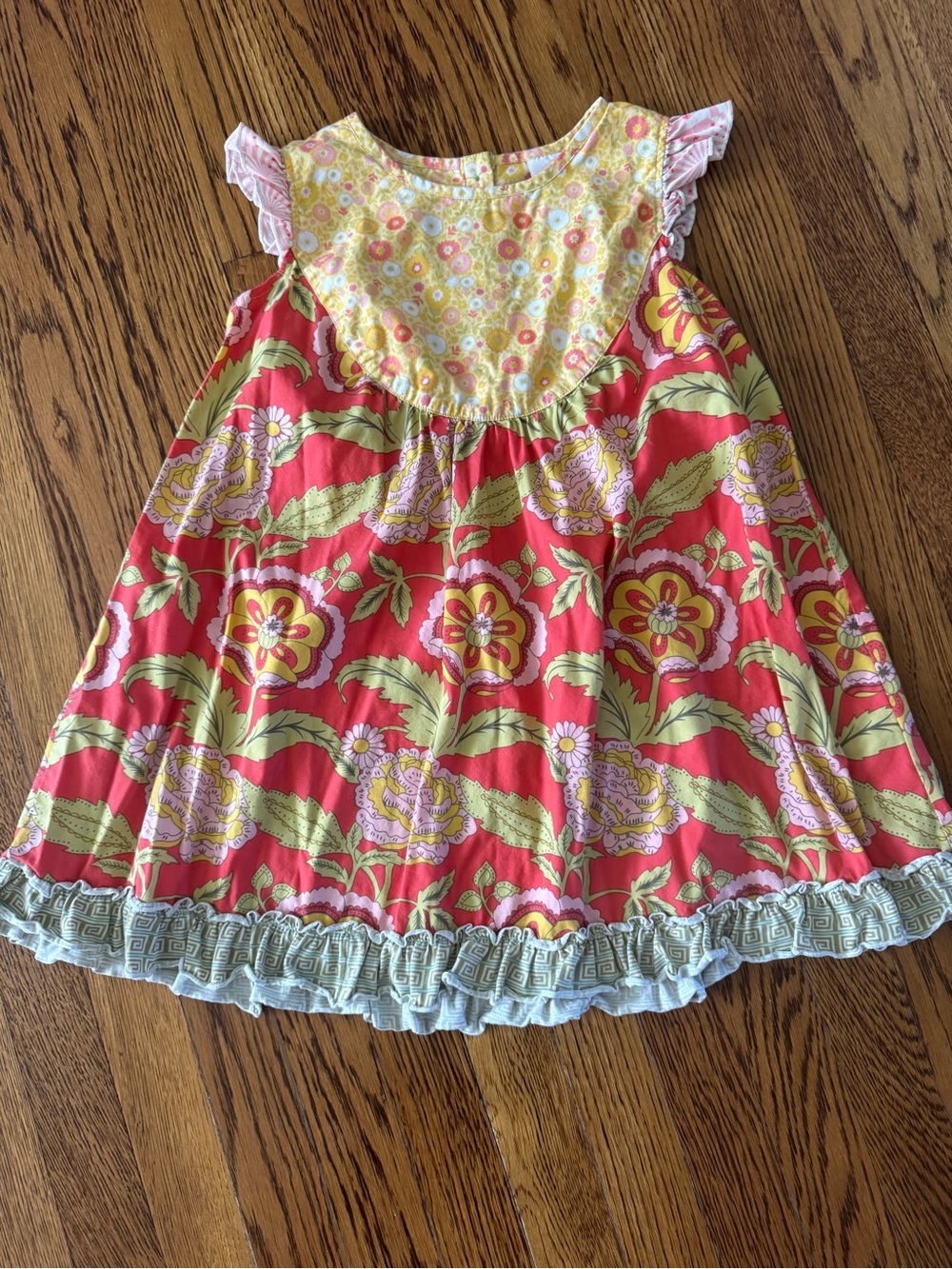 Matilda Jane Coral Floral Dress with Yellow Yoke